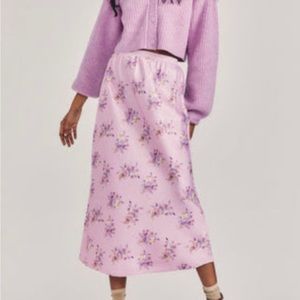 Love Shack Fancy Silk MIDI Skirt